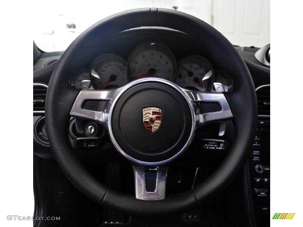 2012 Porsche 911 Turbo Coupe Black Steering Wheel Photo #81923215