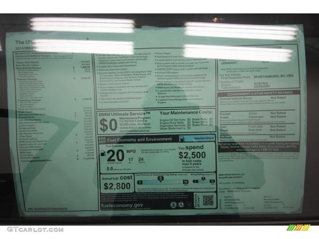 2014 BMW X6 xDrive35i Window Sticker Photo #81933868