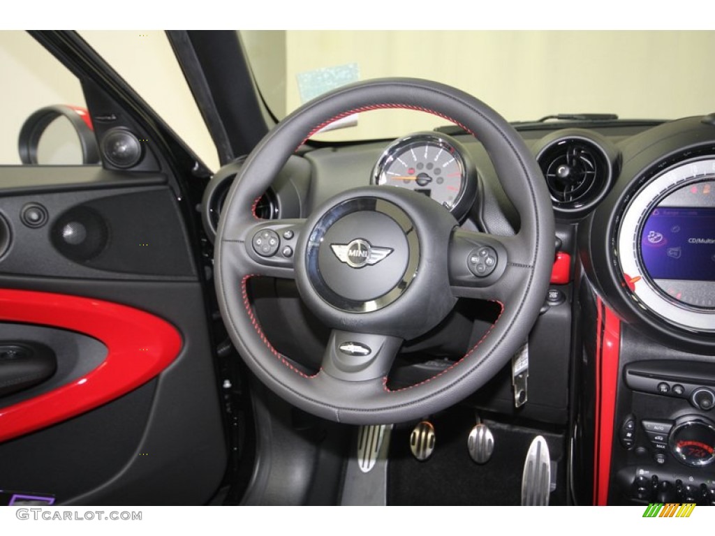2013 Cooper John Cooper Works Paceman All4 AWD - Absolute Black / Championship Lounge Leather/Red Piping photo #27