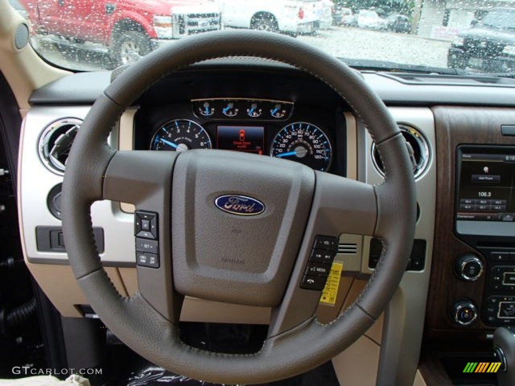 2013 Ford F150 Lariat SuperCrew 4x4 Adobe Steering Wheel Photo #81934540