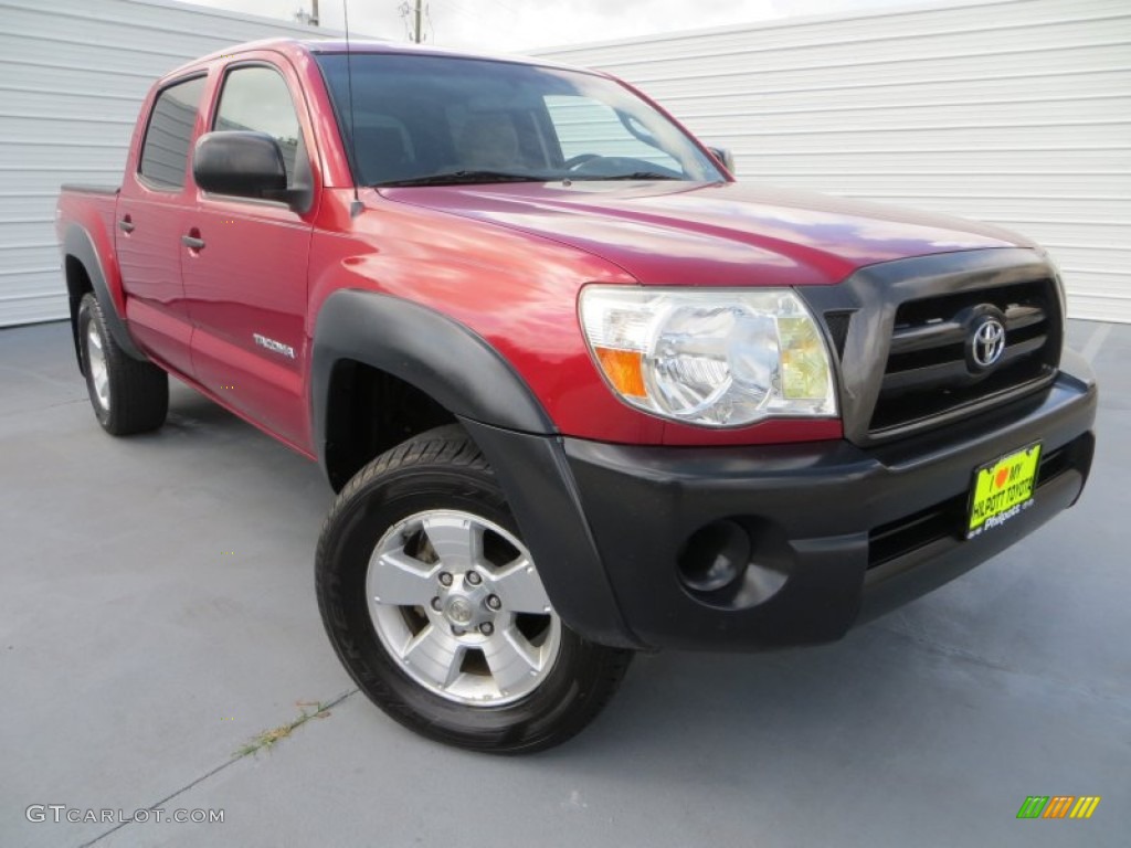 2007 Tacoma V6 PreRunner TRD Sport Double Cab - Impulse Red Pearl / Taupe photo #2