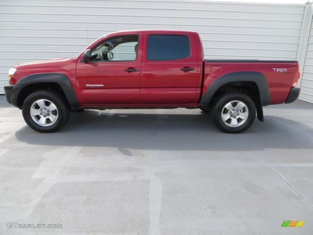 2007 Tacoma V6 PreRunner TRD Sport Double Cab - Impulse Red Pearl / Taupe photo #6