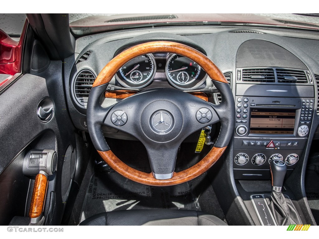 2009 Mercedes-Benz SLK 350 Roadster Black Steering Wheel Photo #81941896