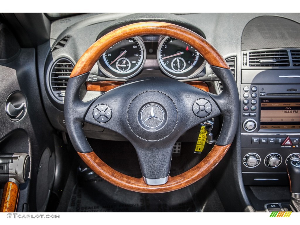 2009 Mercedes-Benz SLK 350 Roadster Black Steering Wheel Photo #81941944