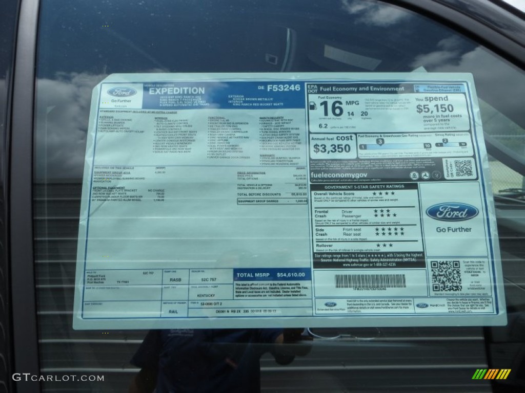 2013 Ford Expedition King Ranch Window Sticker Photos