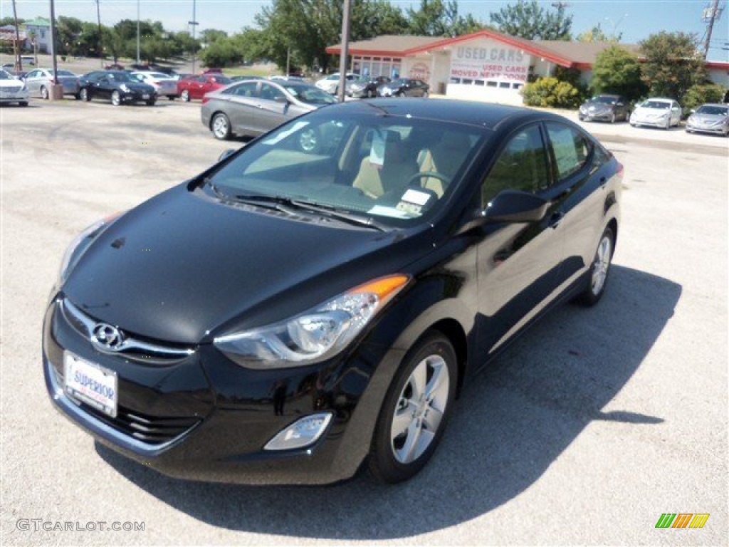 2013 Elantra GLS - Midnight Black / Beige photo #1