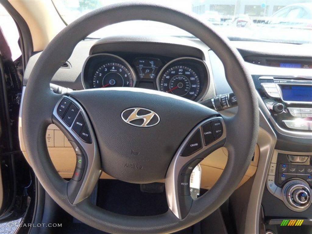 2013 Elantra GLS - Midnight Black / Beige photo #11