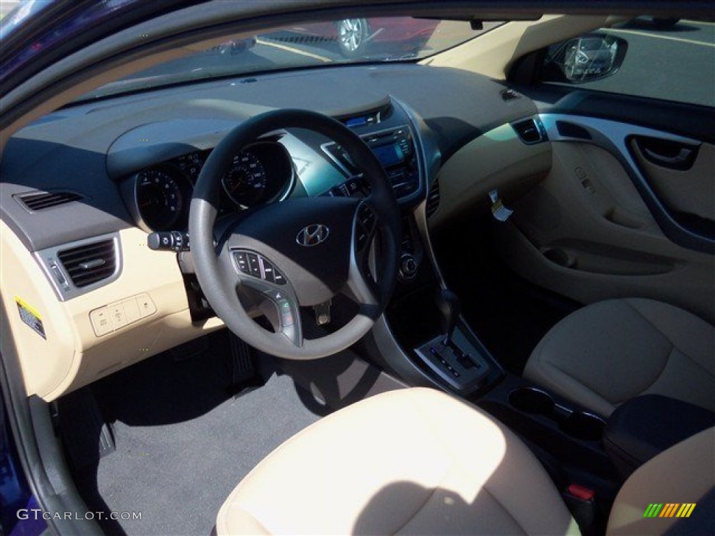 2013 Elantra GLS - Indigo Night / Beige photo #8
