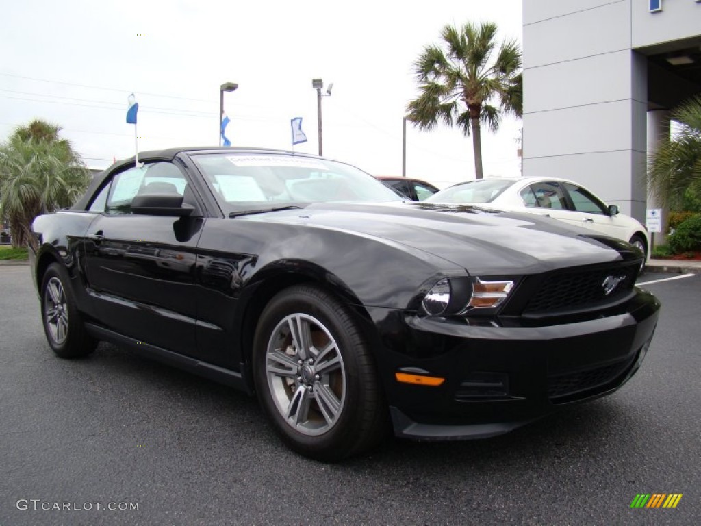2011 Mustang V6 Premium Convertible - Ebony Black / Stone photo #2