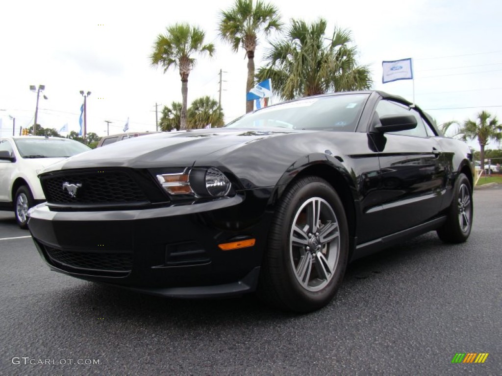 2011 Mustang V6 Premium Convertible - Ebony Black / Stone photo #4
