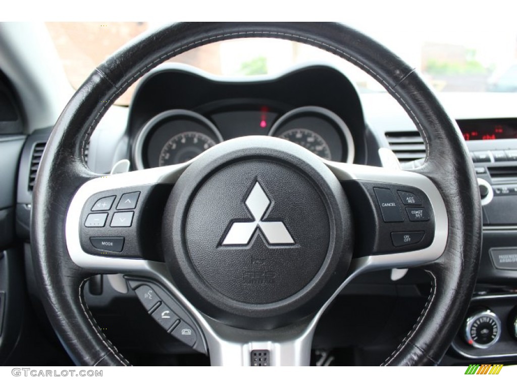 2012 Mitsubishi Lancer RALLIART AWD Black Steering Wheel Photo #81970065