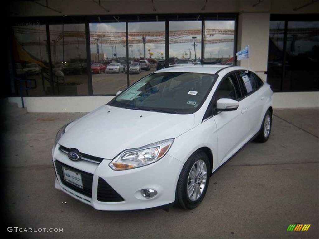 2012 Focus SEL Sedan - Oxford White / Stone photo #1