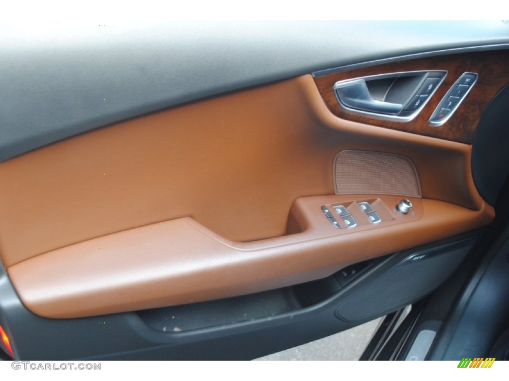 2012 Audi A7 3.0T quattro Premium Nougat Brown Door Panel Photo #81978586