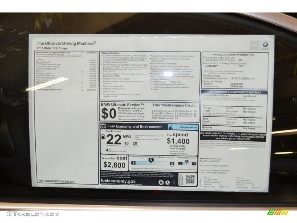 2013 1 Series 128i Coupe - Jet Black / Black photo #4