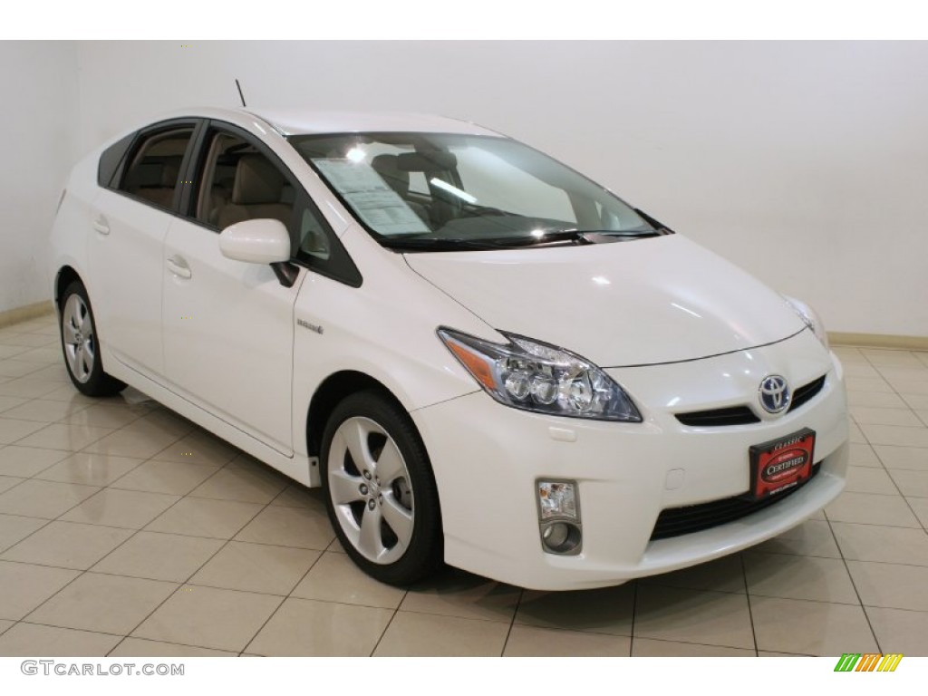 2010 Prius Hybrid V - Blizzard White Pearl / Bisque photo #1