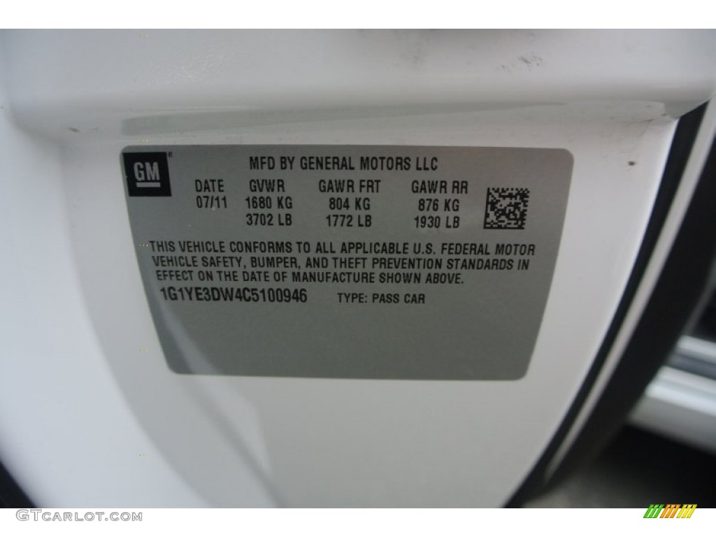2012 Chevrolet Corvette Convertible Info Tag Photos