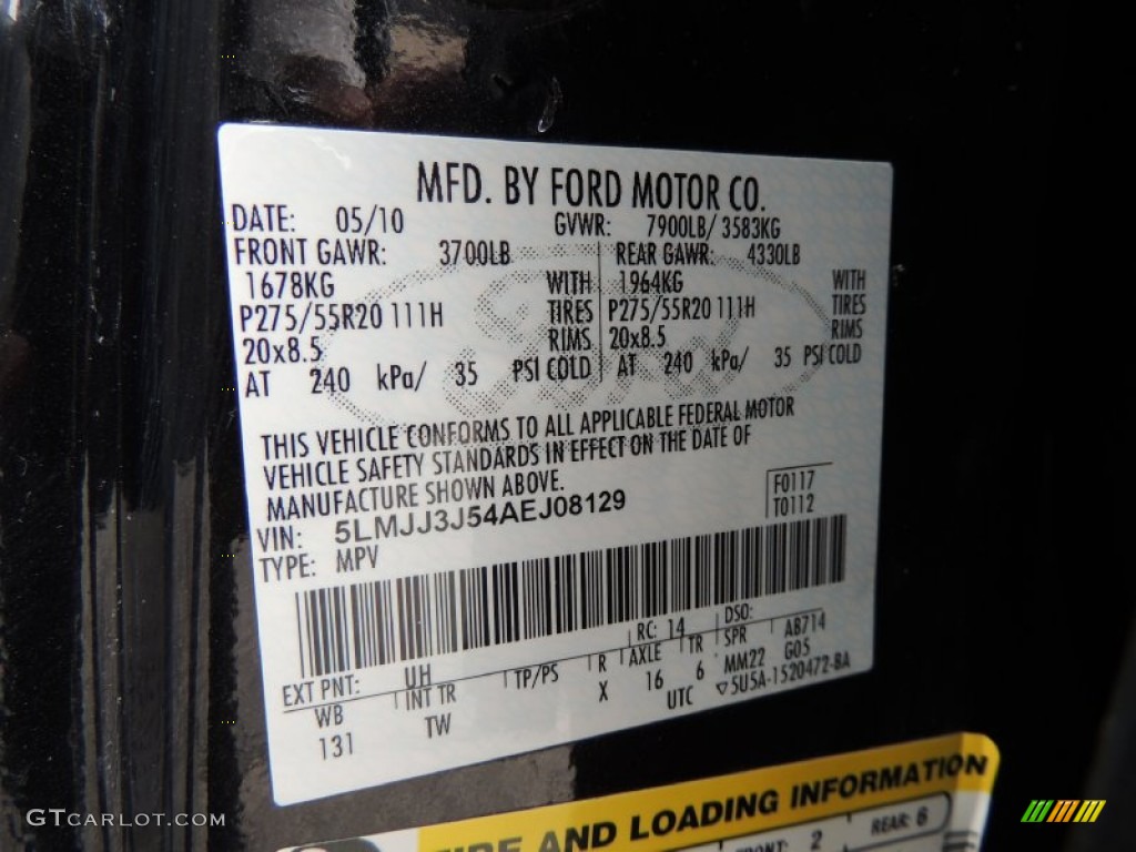 2010 Navigator Color Code UH for Tuxedo Black Metallic Photo #82005286