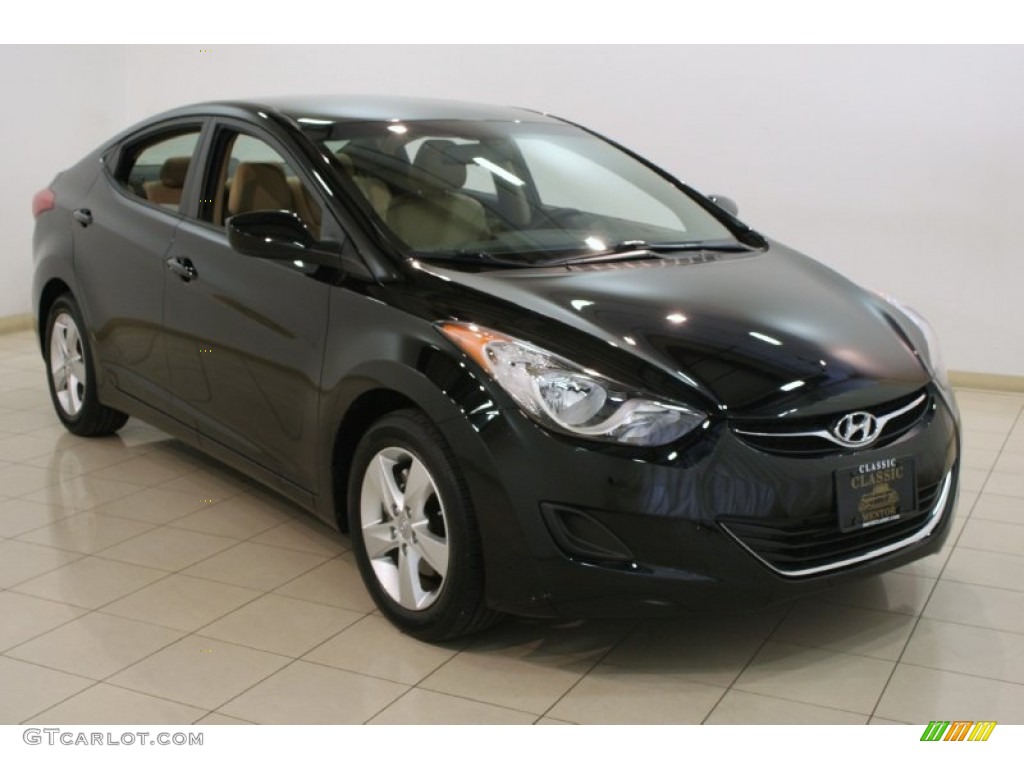 2011 Elantra GLS - Black Noir Pearl / Beige photo #1