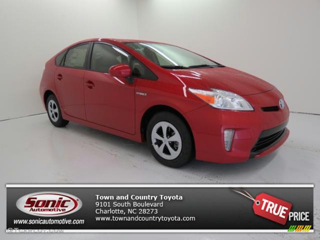 2013 Prius Three Hybrid - Barcelona Red Metallic / Bisque photo #1