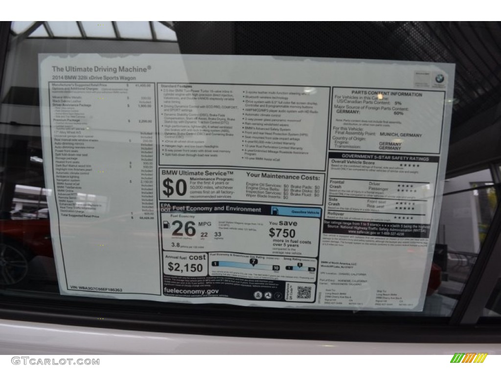 2014 BMW 3 Series 328i xDrive Sports Wagon Window Sticker Photo #82018724