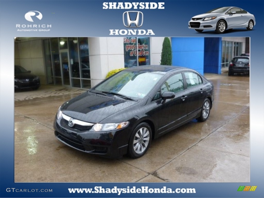 2010 Civic EX Sedan - Crystal Black Pearl / Gray photo #1