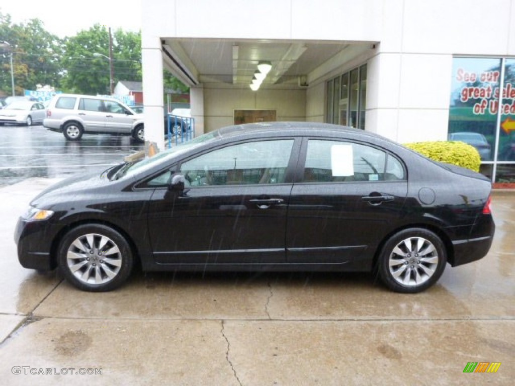 2010 Civic EX Sedan - Crystal Black Pearl / Gray photo #2