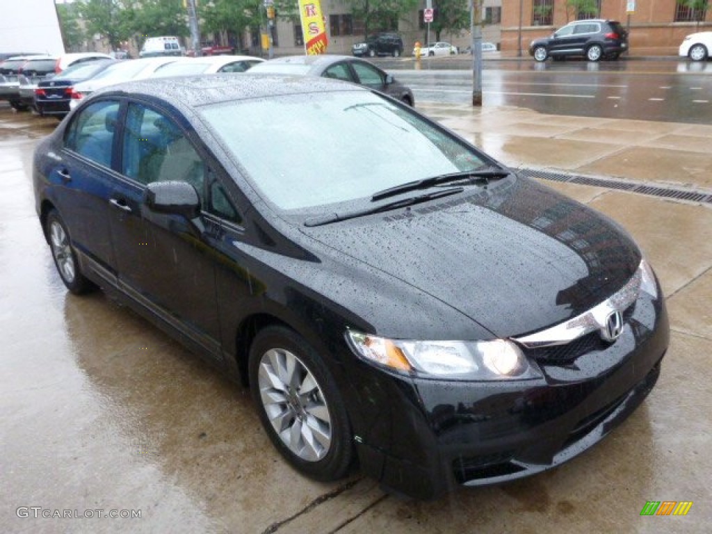 2010 Civic EX Sedan - Crystal Black Pearl / Gray photo #3