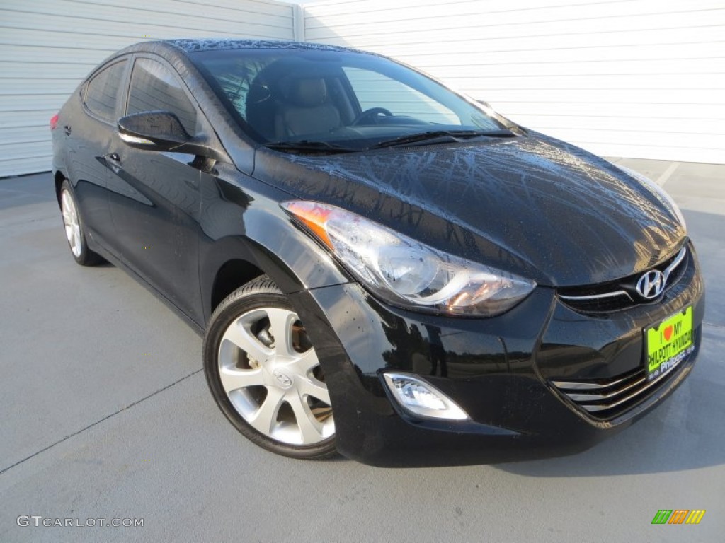 2012 Elantra Limited - Midnight Black / Gray photo #1