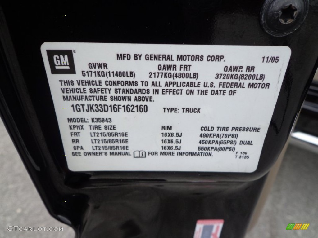 2006 GMC Sierra 3500 SLT Crew Cab 4x4 Dually Info Tag Photos