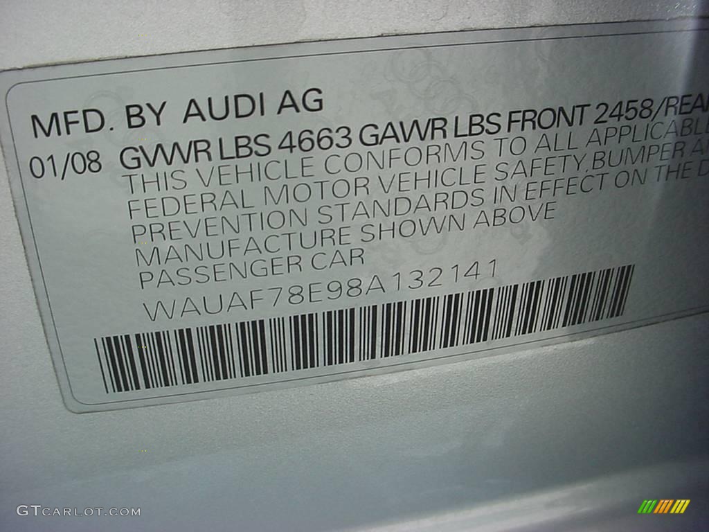 2008 A4 2.0T Special Edition Sedan - Light Silver Metallic / Black photo #18