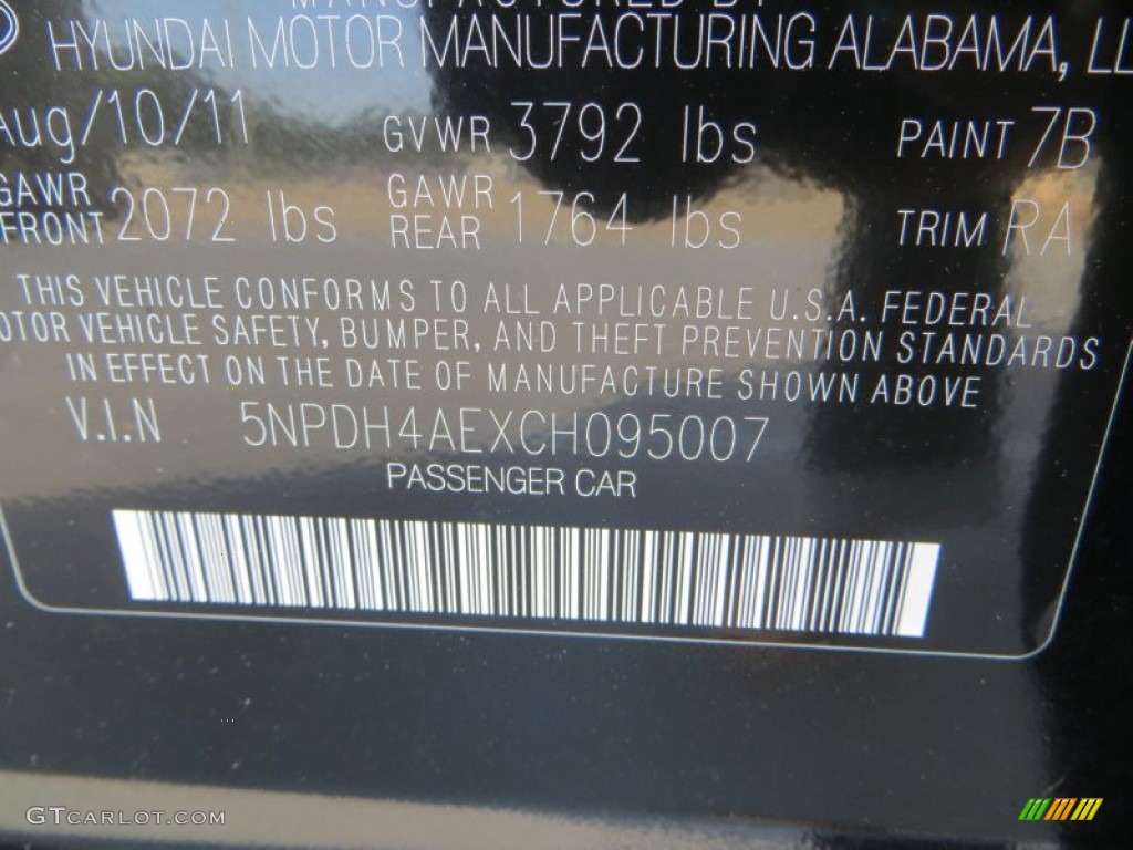 2012 Elantra Limited - Midnight Black / Gray photo #48