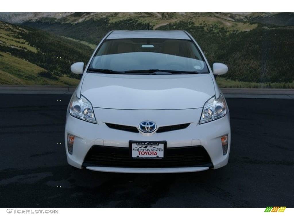 2013 Prius Four Hybrid - Blizzard White Pearl / Bisque photo #3