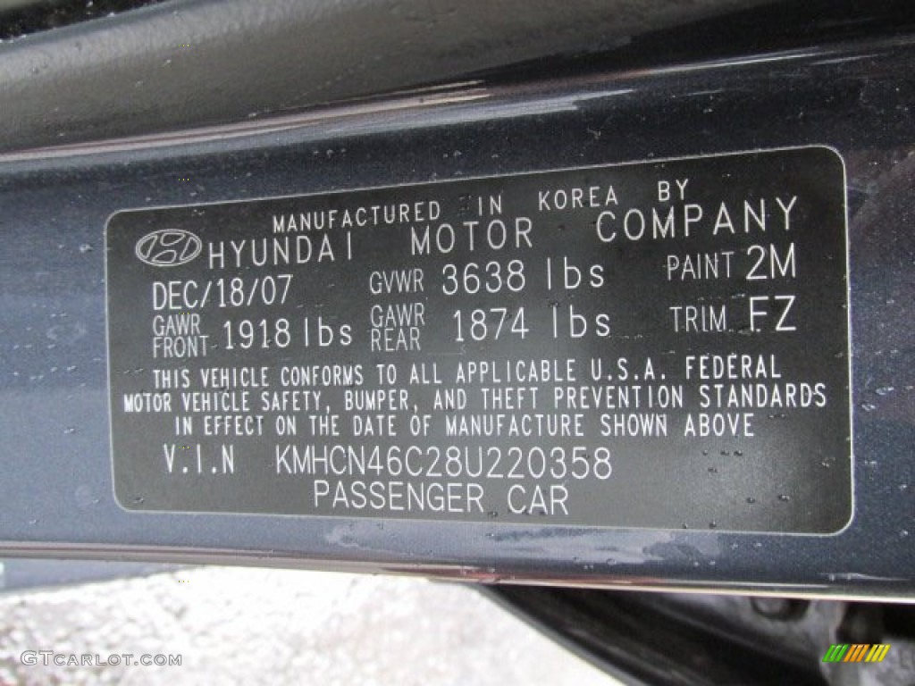 2008 Accent GLS Sedan - Charcoal Gray / Gray photo #23