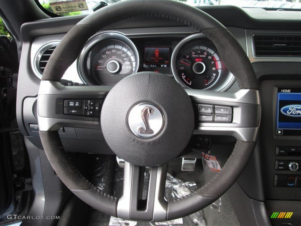2014 Ford Mustang Shelby GT500 SVT Performance Package Coupe Shelby Charcoal Black/Black Accents Steering Wheel Photo #82042683
