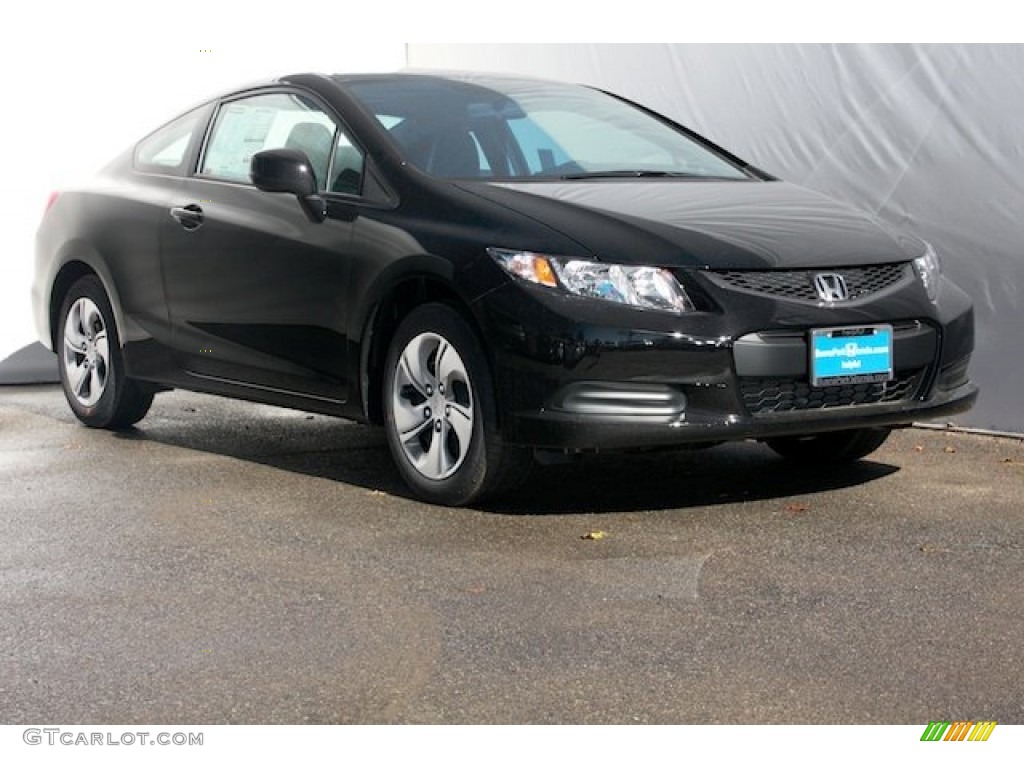 2013 Civic LX Coupe - Crystal Black Pearl / Gray photo #1