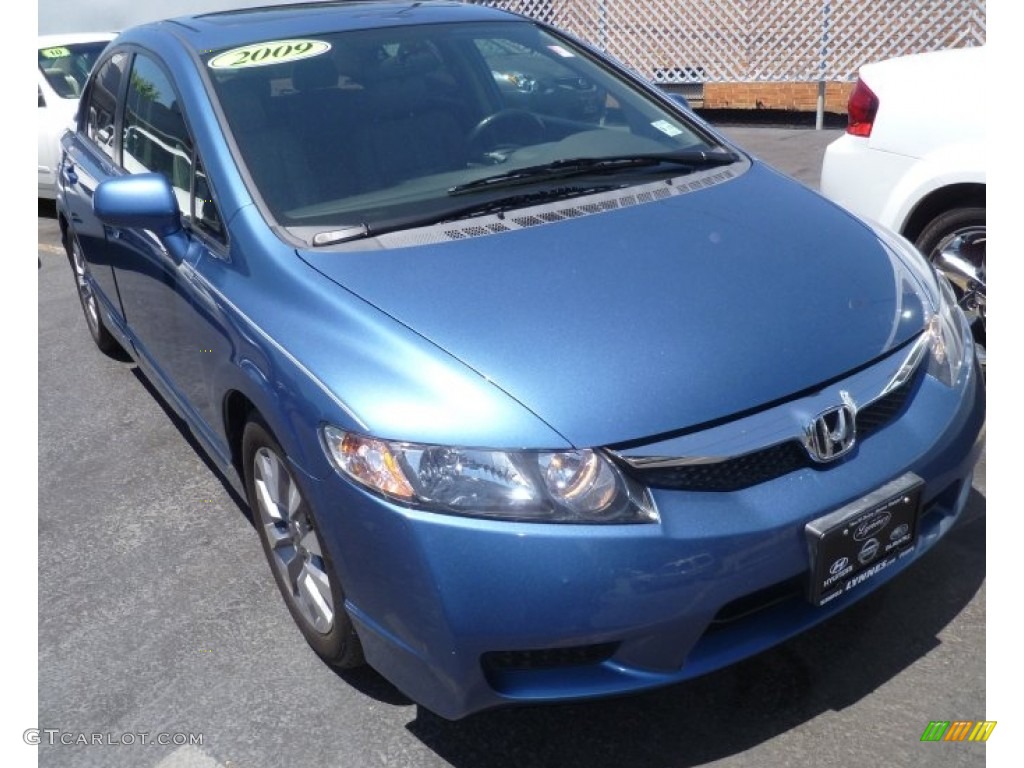 2009 Civic EX-L Sedan - Atomic Blue Metallic / Gray photo #1