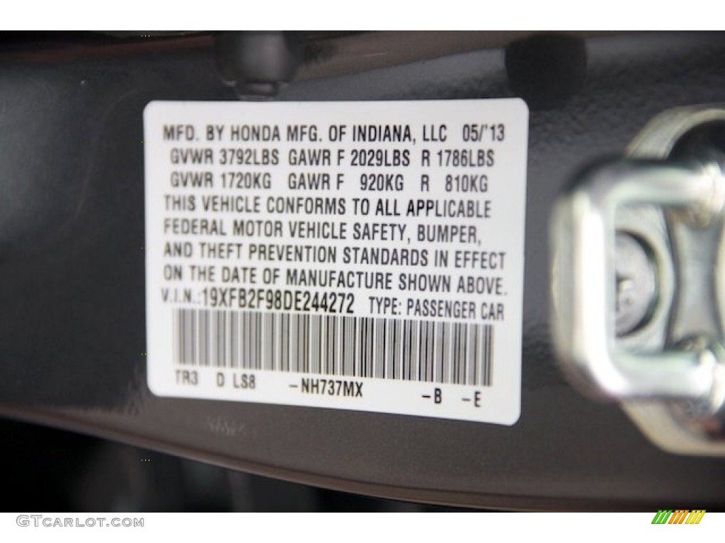 2013 Civic EX-L Sedan - Polished Metal Metallic / Gray photo #20