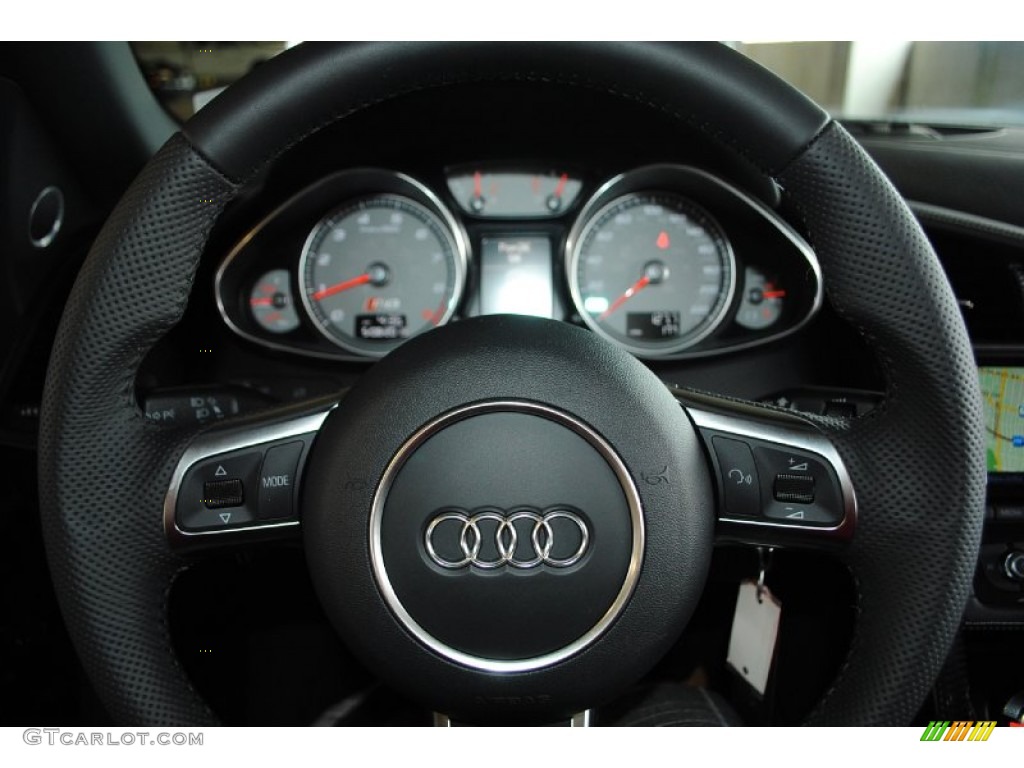 2014 Audi R8 Spyder V8 Black Steering Wheel Photo #82050927
