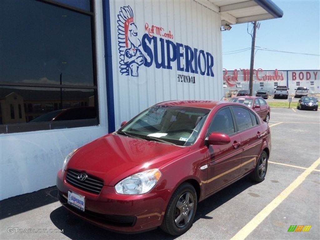 2007 Accent GLS Sedan - Wine Red / Gray photo #1