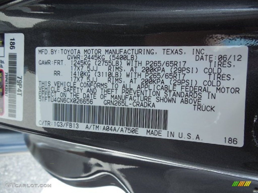 2012 Tacoma V6 TRD Prerunner Access cab - Magnetic Gray Mica / Graphite photo #22