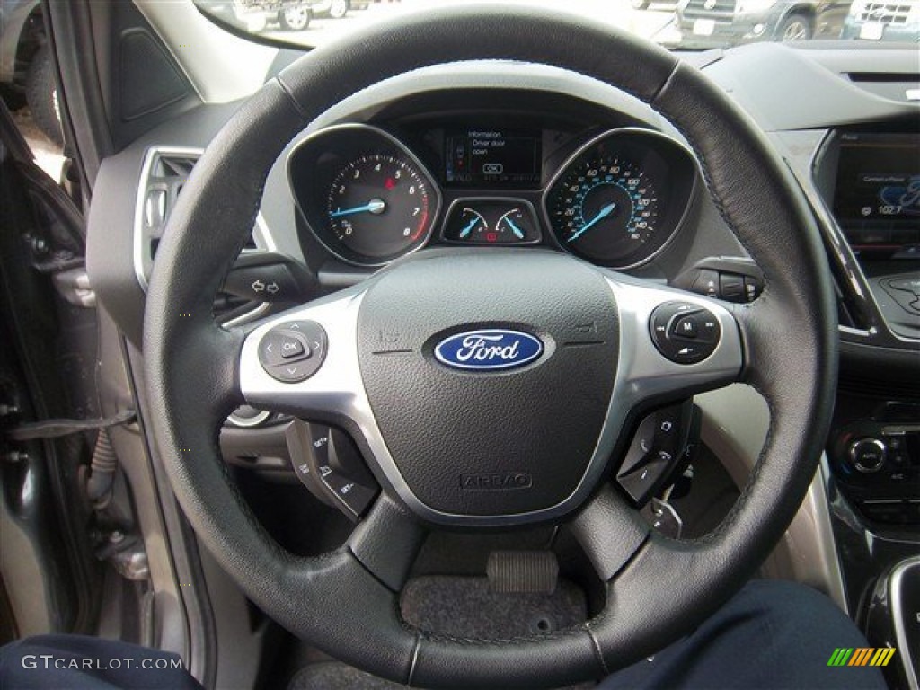 2013 Ford Escape SEL 2.0L EcoBoost Charcoal Black Steering Wheel Photo #82060351