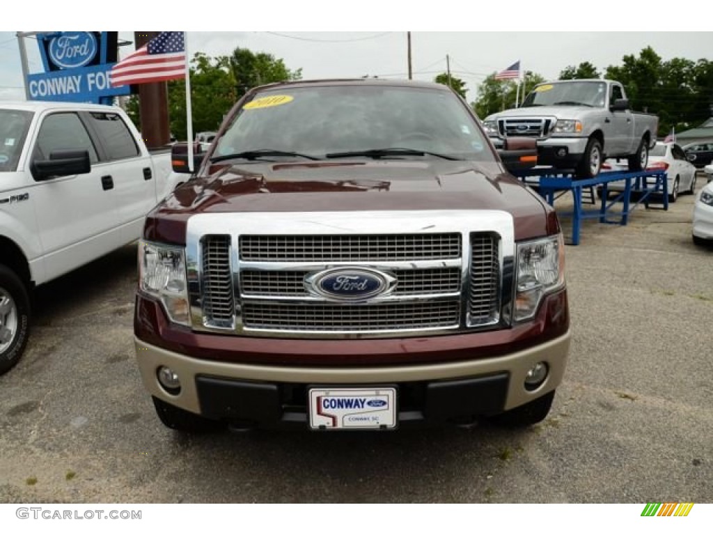 2010 F150 Lariat SuperCrew 4x4 - Lava Red Metallic / Sienna Brown Leather/Black photo #2