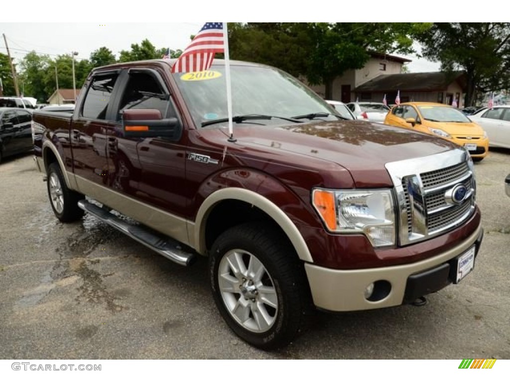 2010 F150 Lariat SuperCrew 4x4 - Lava Red Metallic / Sienna Brown Leather/Black photo #3