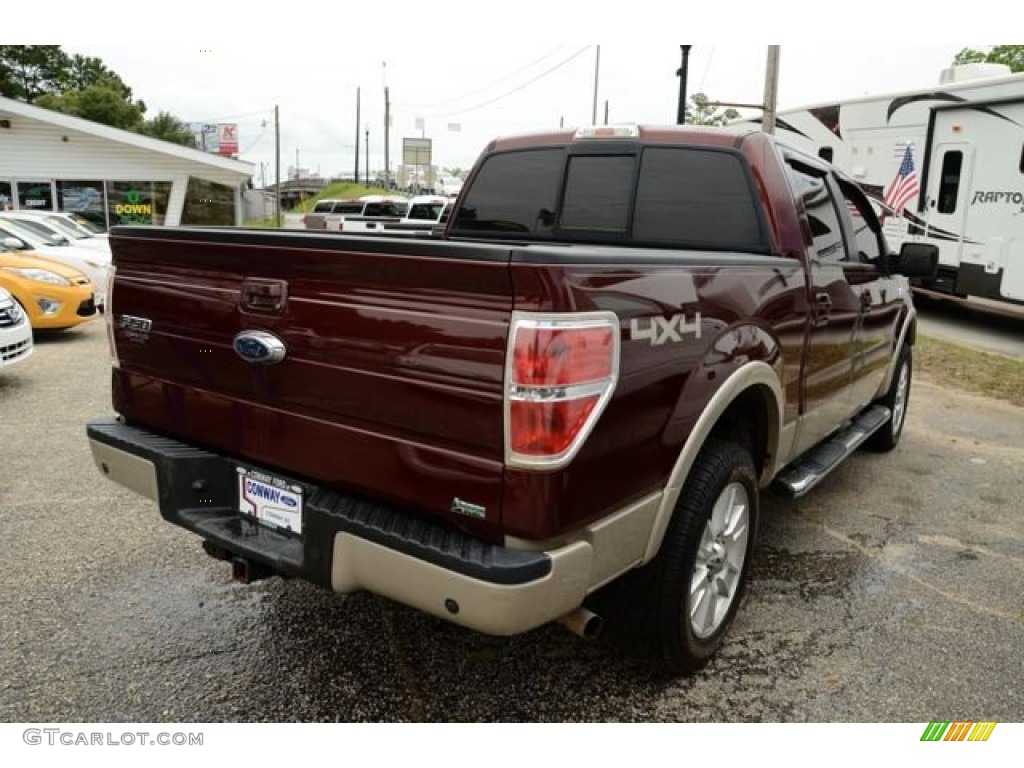 2010 F150 Lariat SuperCrew 4x4 - Lava Red Metallic / Sienna Brown Leather/Black photo #4