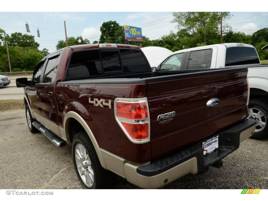 2010 F150 Lariat SuperCrew 4x4 - Lava Red Metallic / Sienna Brown Leather/Black photo #6