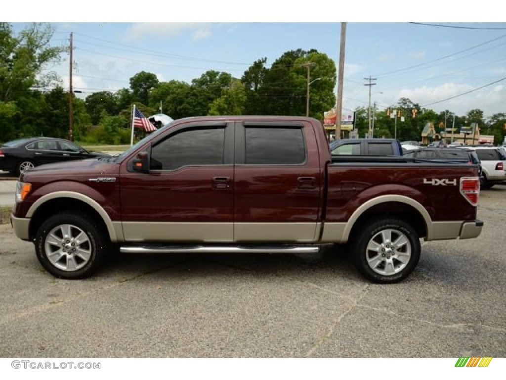 2010 F150 Lariat SuperCrew 4x4 - Lava Red Metallic / Sienna Brown Leather/Black photo #7