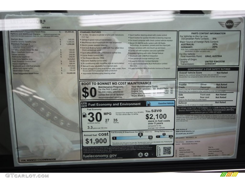 2013 Cooper Paceman - Starlight Blue Metallic / Gravity Satellite Gray Leather photo #27