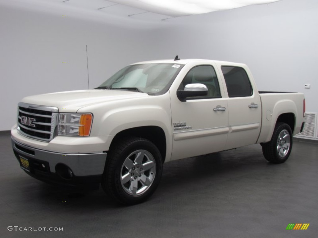 2012 Sierra 1500 SLE Crew Cab - Summit White / Very Dark Cashmere/Light Cashmere photo #1