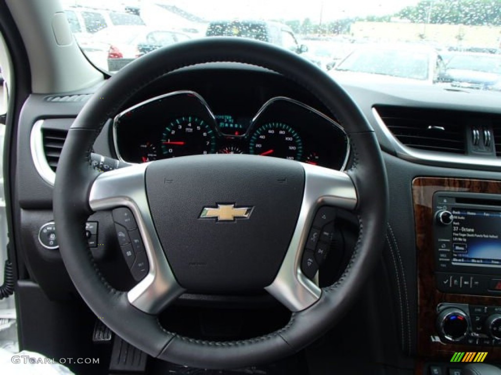 2014 Chevrolet Traverse LTZ AWD Ebony Steering Wheel Photo #82075595