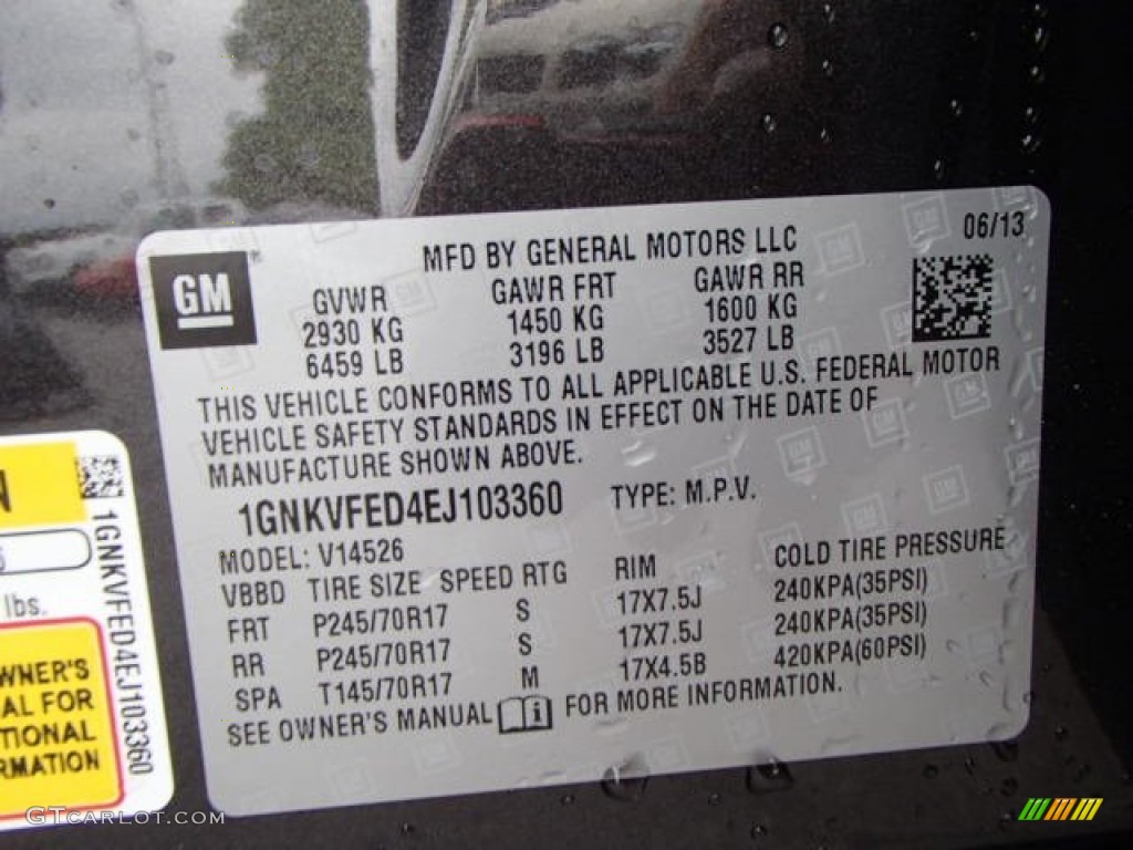 2014 Chevrolet Traverse LS AWD Info Tag Photos